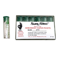 Sure-Endo Absorbent Paper Points, ISO Size No. 70, Biodegradable, Sterile, Green, 34/Vial, 6 Vials/Pack Pack