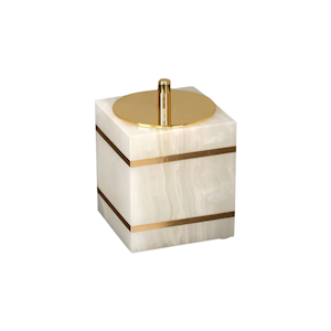 Marble Cotton Swab Box, 8(L) x 8(W) x 9(H) cm, Square, White Gold, Each