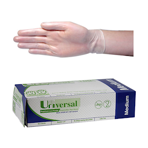 Universal Clear Examination Vinyl Gloves, Recyclable, Low Powder Medium, 1 Pair (Sample Only) Pair