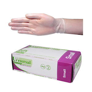 Out of Date BIG DISCOUNT Universal Vinyl Exam Gloves Low powder HACCP Recycl 6.5g Large Clear 100/Box As NEW Condition Whilst Stock Last