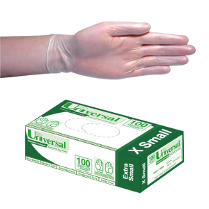 Universal Vinyl Gloves, Recyclable, 5.5g, Low Powder, Large, Blue, HACCP Grade, 100/Box Box