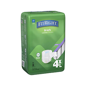 Medline Fitright Bariatric Brief, 2054mL, 165 - 239cm, 4XL, Beige, 8 Pieces/Pack, 32 Pieces/Carton