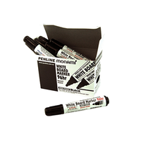 Penline Monami 4364 Whiteboard Marker, Bullet Point, 4mm, Black, 12/Box