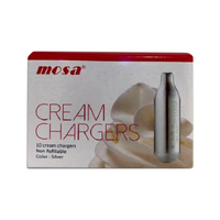Out of Date, Mosa Whip Cream Chargers, N20, Silver, 10/Pack, Original Unopened Condition, Price Discounted, While Stocks last