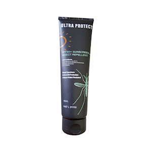 Out of Date, Ultra Protect Sunscreen Lotion SPF 50+, 125ml w/ Insect Repellent, 100pct Australian Made, Each, Discounted, While Stocks last Bottle