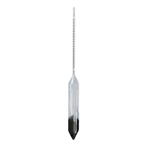 Carlton Alcohol Hydrometer, 10 to 20, 0.2pct at 20degC, 335mm, Glass, Each Each
