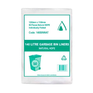 Livingstone Bin Liners HDPE 140L, Natural, 50/Pack, 200/Carton Carton