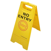Livingstone A Frame Sign, 33 x 66cm, 33cm Spread, "No Entry" Recyclable Polypropylene, Yellow, Each Each