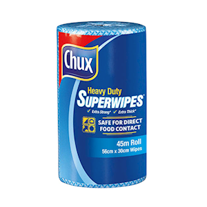 Chux Heavy Duty Perforated Roll with Dispenser, 30cm x 45 Metres, Blue, Loose Each