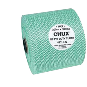 Chux Heavy Duty Cloth, 30cm x 300m, Perforated, Green, 1 Roll/Carton Carton