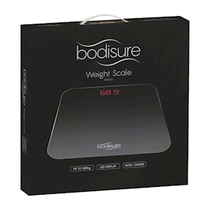 Bodisure Weight Scale, Measures up to 180kg Weight, 100g Increments, Auto On/Off, Modern Slim Design, LED Display, Each (BWS100) Each