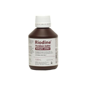 Orion Riodine 10pct Povidone Iodine Antiseptic Solution, 100ml Bottle, Schedule 0, 20/Box