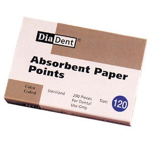 Diadent Absorbent Paper Points, ISO Size No. 130, Biodegradable, Sterile, Green, 120/Vial, 6 Vials/Pack Pack