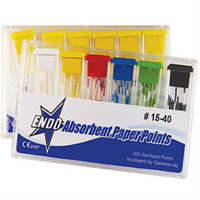 Endodent Absorbent Paper Points, ISO Size No. 15-40, Biodegradable, Sterile, Colour Coded, 200/Cell Pack Pack