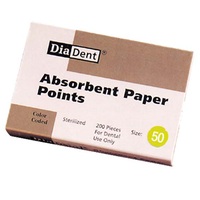 Diadent Absorbent Paper Points, ISO Size No. 50, Biodegradable, Sterile, Yellow, 200/Vial, 6 Vials/Pack Pack