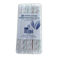 Livingstone Paper Straws, 20cm, Biodegradable, Individually Wrapped, 2500/Carton Carton