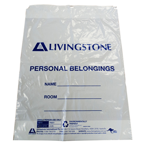 Livingstone Patient Personal Belongings Clothing Bag, Recyclable Plastic, White, 45 x 60 cm, 300/Carton Carton