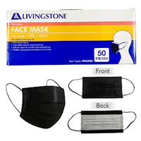 Livingstone Medical Face Mask, L2 Barrier, 3-Ply, TGA 350632, EN14683 Type IIR, ASTM F2100-19, Earloop, Black, Latex Free, 50 Pieces/Box