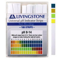Livingstone Universal pH Indicator Strips Litmus Paper, pH 0 to 14 with Colour Chart, Non Bleeding, Biodegradable, 100 Tests/Pack Pack