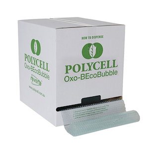 Polycell Ecopure Bubble Wrap With Dispenser Carton, 375mm x 50m, Perforated 500mm, Oxo-Biodegradable Plastic, Each