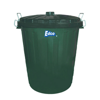 Edco Recyclable Plastic Garbage Bin with Lid, 55 Litres, Green, Each Each