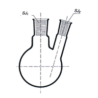 Round Bottom Flask, 100ml, Two Necks, 24/29 Centre Socket, 19/26 Side Socket, Borosilicate Glass, Each Each