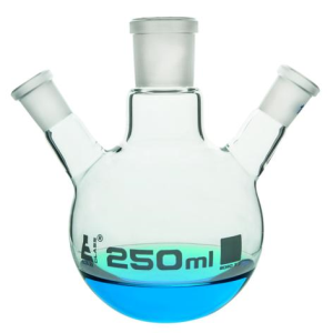 Round Bottle Flasks, 3 Necks Socket 14/23 Angled Socket 14/23 50ml Each