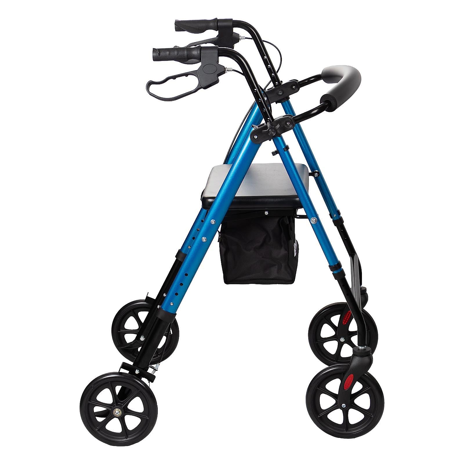 Livingstone Rollator Walker, 4 Wheel, with Padded Seat and Bag, Blue, Each