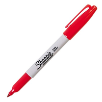 Sharpie S3002 Permanent Marker, Fine Point, 1mm, Red, Each Each