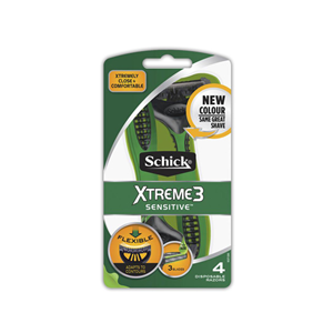 Schick Xtreme 3 Razors, Sensitive, Disposable, 4/Pack Pack