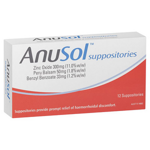 Anusol Suppositories 12/Pack, TGA AustR No R: 14663 Pack