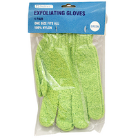 Sofeel Exfoliating Massage Gloves, Nylon, Blue, Fits All Sizes, 2/Pack Pair