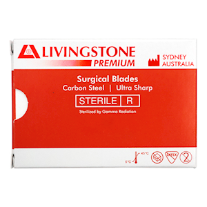 Livingstone Premium Surgical Scalpel Blade, Size 21, Carbon Steel, Ultra Sharp, Sterile, 100 Pieces/Box