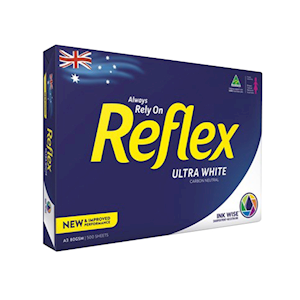 Reflex Premium Copy Papers, A3, 80 (W) GSM, Carbon Neutral, Biodegradable, Ultra White, 500 Sheets/Ream Ream