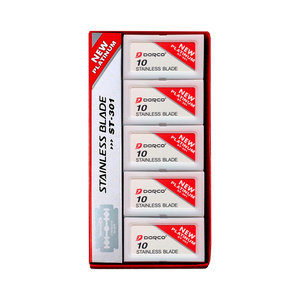 Dorco Double Edge Razor Blade, New Red Platinum Stainless, 10/Sleeve, SLEEVE OF 10 BLADES Sleeve