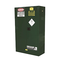 Justrite Safety Storage Cabinets for Pesticides, 250 Litres, 1760 x 1100 x 465mm, 3 Shelves, 2 Door, 9 x 20 Litre Drums, Green, Each Each
