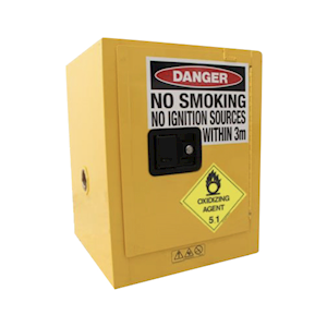 Justrite Safety Storage Cabinet for Oxidising Agents, 15 Litres, 565 x 432 x 432mm, 1 Shelf, 1 Door, Yellow, Each Each