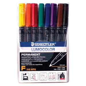 Staedtler Lumocolour Pens, 0.6mm, Fine Point, Assorted Colours, 8 Pens/Pack Pack
