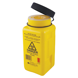 Fittank Needles Sharps Waste Collector, 1.4L Capacity, with Screw Lid and Oval Insert, Yellow, 58 Pieces/Carton Carton