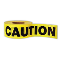 Barricade Tape, "Caution" 75mm x 150m, Black on Yellow, Each Roll