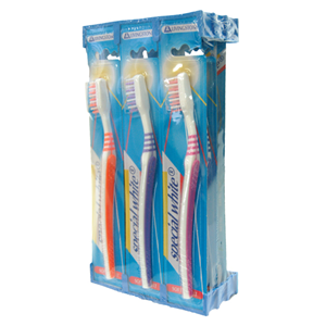 Livingstone Special White Toothbrush, Adult, Soft DuPont USA Bristles, Assorted Colours, 12/Pack, 480/Carton Carton