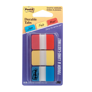 3M POST IT DURABLE INDEX TABS BLUE RED YELLOW EA(686-RYB) Each