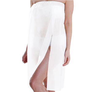 Sofeel Cotton Towelling Body Wrap Gown or Sarong, 77cm Length, Stretcheable to 150cm, Button Closure, White, Reusable, Each Each