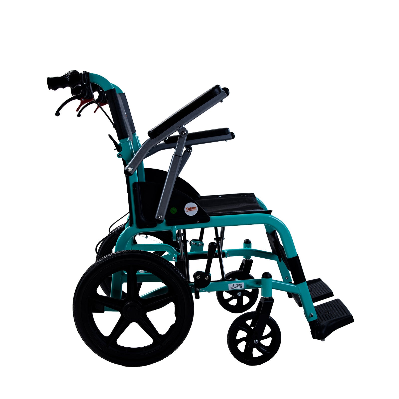 Livingstone Folding Transit Wheelchair, Lightweight, 16" Rear Wheels, Aluminium, 100kg Capacity, Each