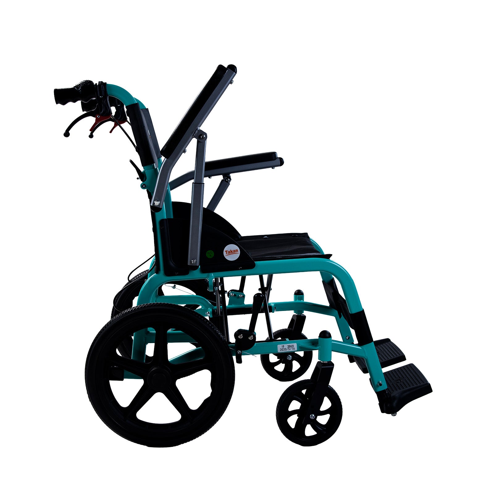 Livingstone Folding Transit Wheelchair, Lightweight, 16" Rear Wheels, Aluminium, 100kg Capacity, Each
