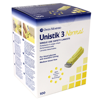 Out of Date, Unistik 3 Normal Blood Letting Lancet, 23G, 1.8mm, 100/Box, Original Unopened Condition, Price Discounted, While Stocks last Box