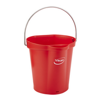 Vikan Bucket, 6L, Autoclavable up to 121degC, Heavy Duty, Polypropylene, Stainless Steel Handle, Red, Each Each