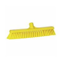 Vikan Floor Broom, 410mm, Soft/Hard Bristle, Yellow, Each