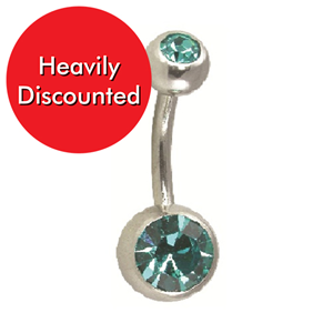 Yoop Double Jewelled Banana Bellybar Aquamarine