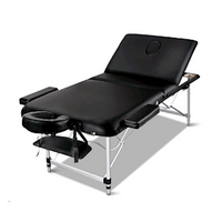 Zenses Aluminium 3-Fold Massage Table, 210 (L) x 80 (W) x 59 - 80cm (H), 250kg Capacity, Black, Each Each